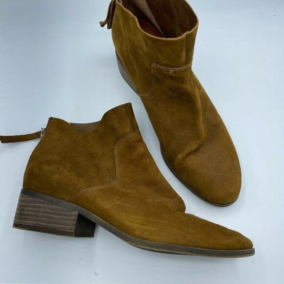 Lucky Brand Womens Lahela Brown Suede Zipper Ankle Booties Almond Toe Size 8.5M - Picture 1 of 10